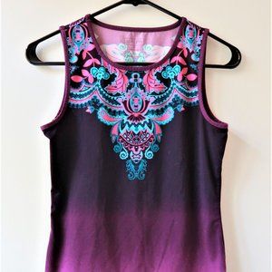 Athleta muscle up 2 top in printed purple paisley print size XS